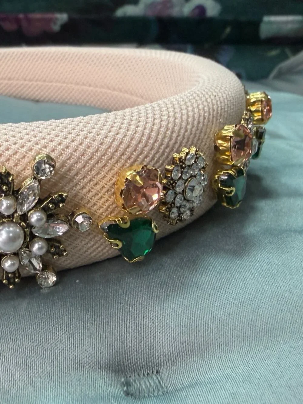 Handmade Beaded Crystal HEADBAND- One of kind, Sparkling, WEDDING Hair Accessory